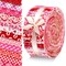 60 Pcs Cotton Jelly Valentine's Day Fabric Roll Heart Fabric Strips Valentine's Day Quilting Roll for Quilting Cloth Patchwork Sewing DIY Craft, 12 Styles